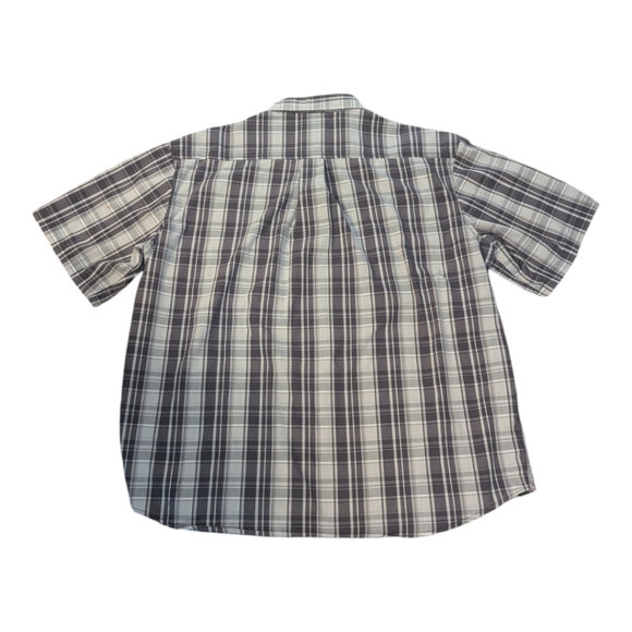 Dickies Relaxed Fit Gray Plaid  Button Collar Shirt Sleeve Shirt. Men's XL - Picture 2 of 6